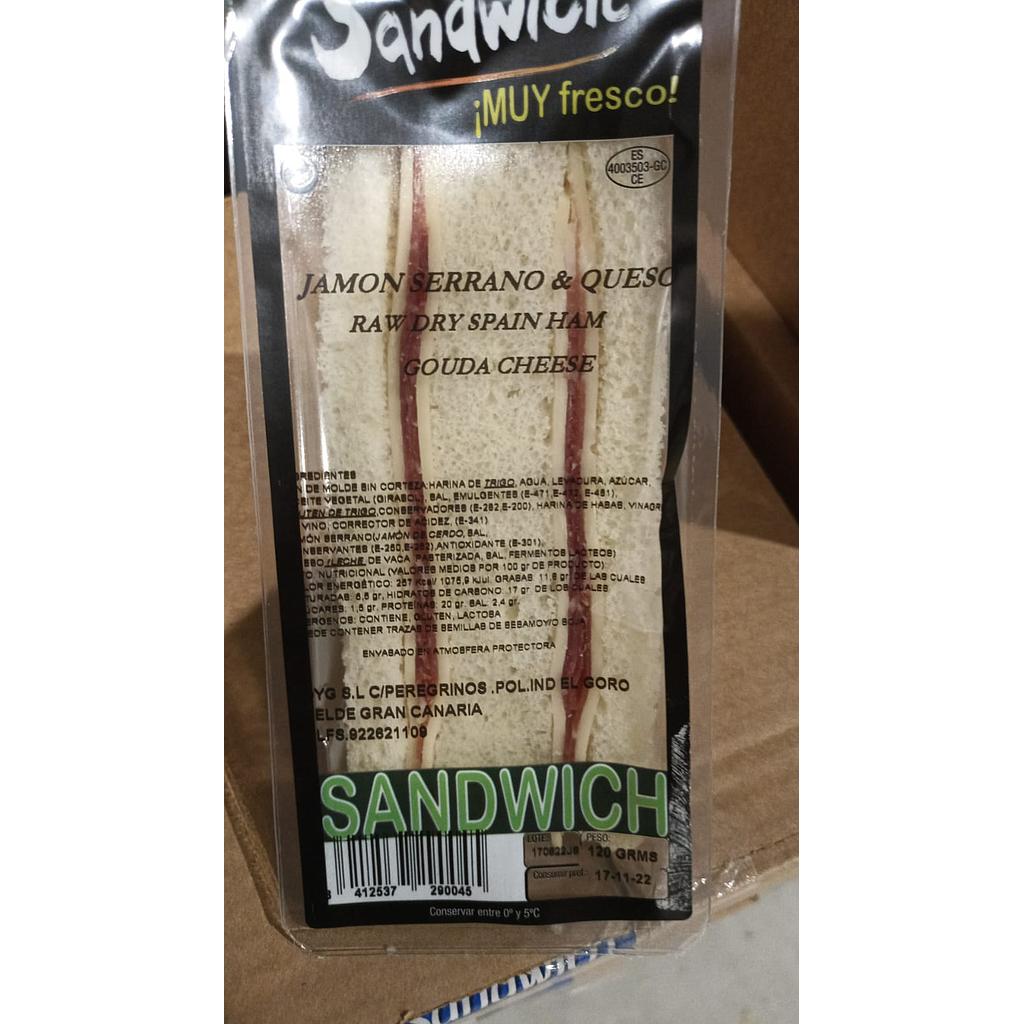 SANDWICH JAMON SERRANO/QUESO 120 grs x8