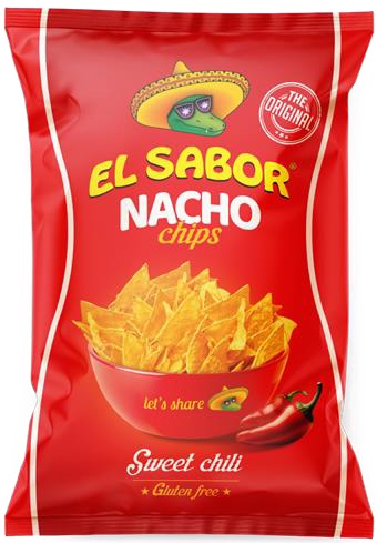 NACHO CHIPS BBQ 18x100g EL SABOR SIN GLUTEN 