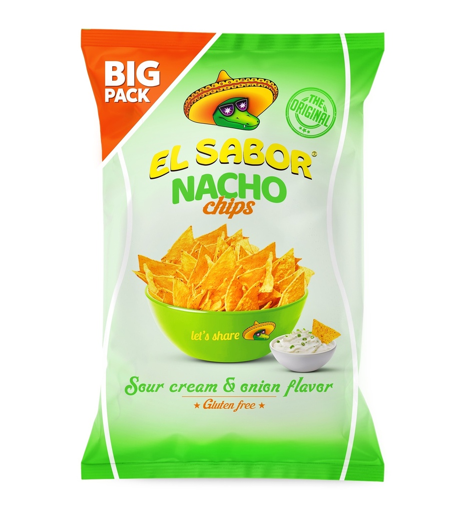 TORTILLA CHIPS SOUR CREAM & CEBOLLA EL SABOR 15x180g SIN GLUTEN 