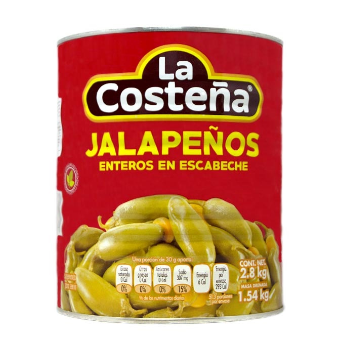 JALAPEÑOS ENTEROS &quot;LA COSTEÑA&quot; 3 KILOSX6